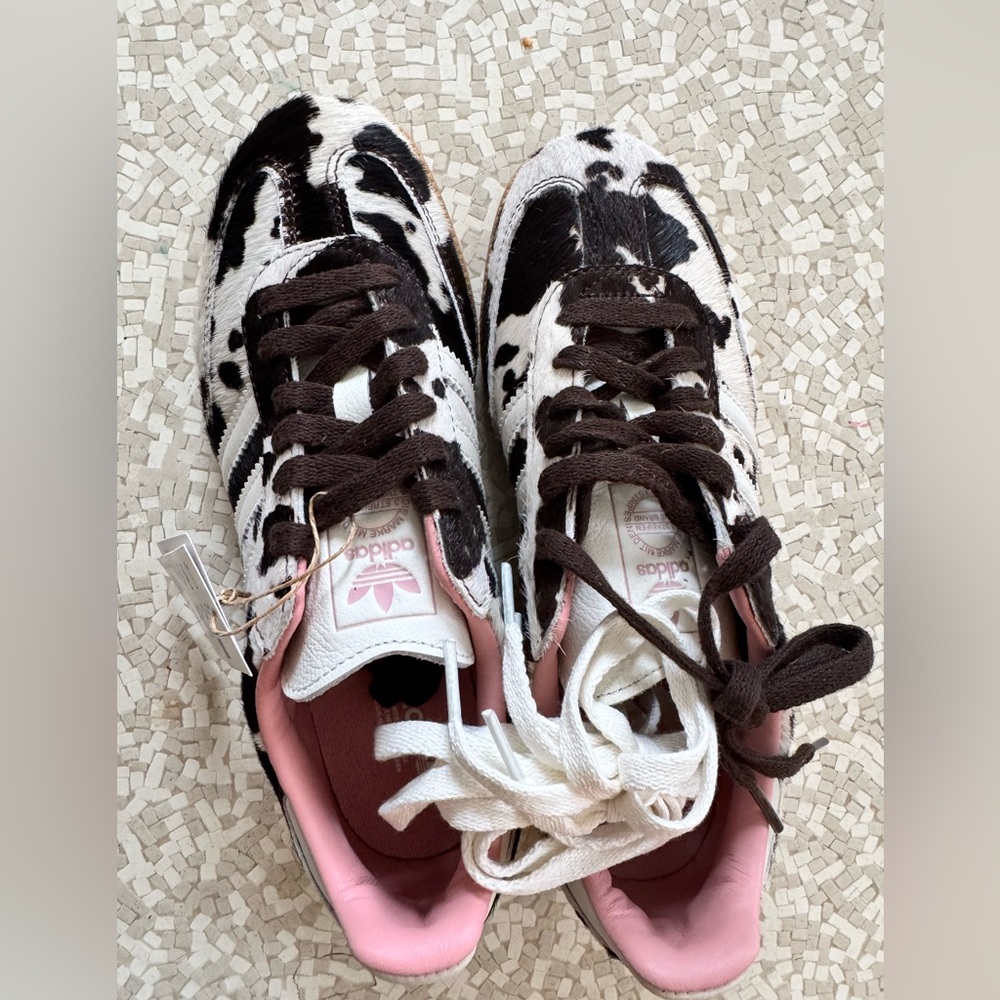 Adidas Women's Cowhide Sambas - Brown, White, and Pink
